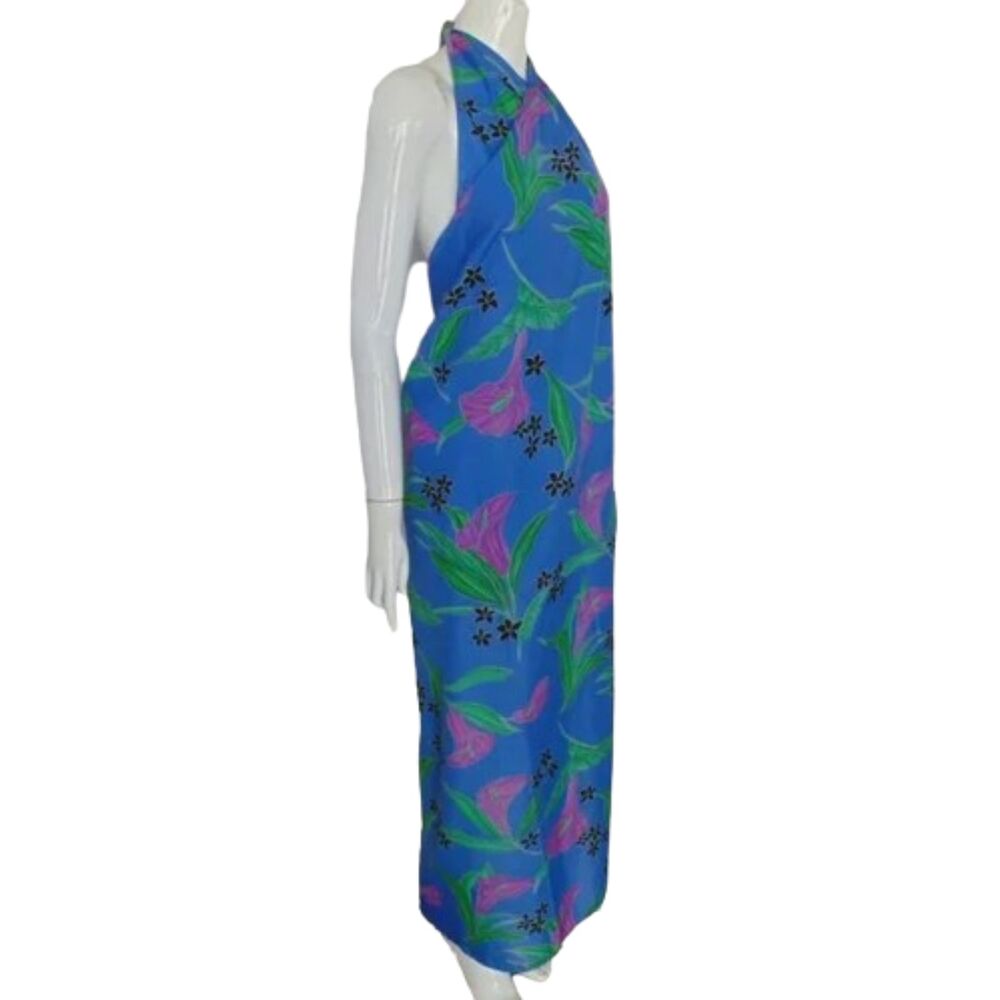 Vintage HILO HATTIE True Wrap/Sarong/Pareo, OS, Blue Floral, Maxi/Floor length - Picture 2 of 11